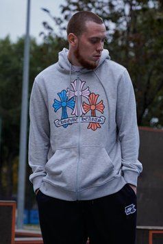 Кофта на змійці Chrome Hearts сіра чоловіча 3249177677 фото