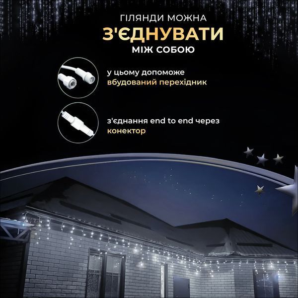 Уличная гирлянда Бахрома 25 м 405 LED гирлянда штора белый провод Белый 25MWW 2859002515 фото